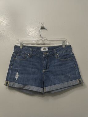 PAIGE  Blue Denim Cuffed Women's Shorts Beach Summer Casual Streetwear Vacation